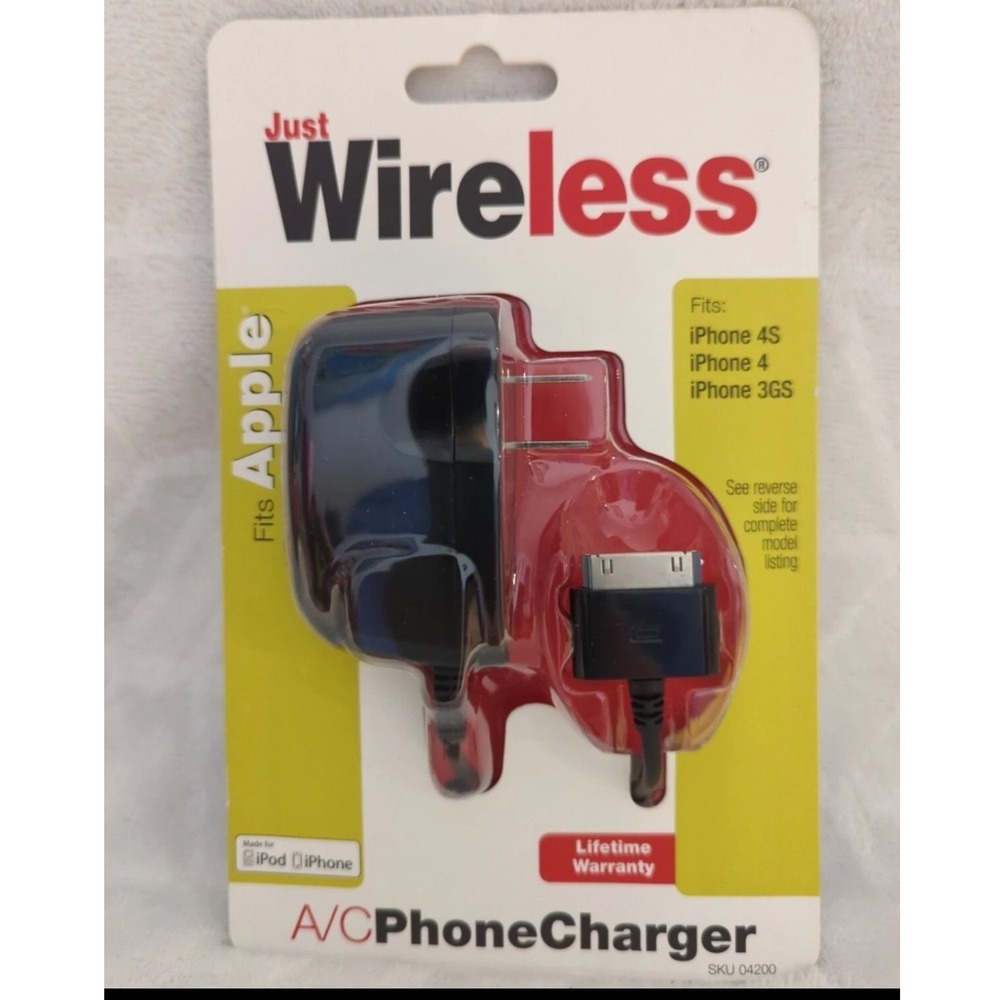 Wireless AC Wall Charger for Apple iPhone 4S 4 3GS 3G iPod 30-Pin Black 04200